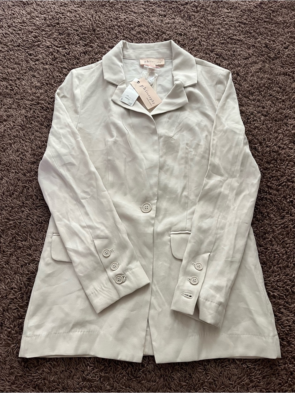 New Women’s Philosophy Cream Beige Blazer Button Size XS